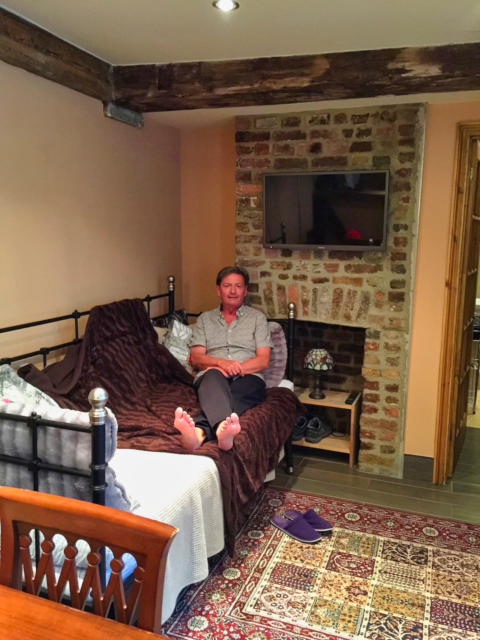 Ron relaxing after a long day of walking